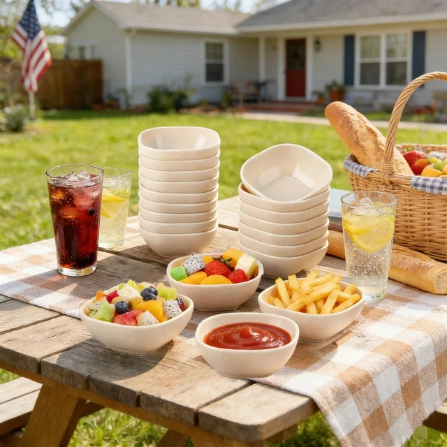 Alt view image 7 of 7 - 9 Pack Dipping Bowls,Sauce Cups,Sauce Bowls,Small Bowls for Dips,4.5 oz | Unbreakable Small Plastic Bowls,Small Dessert Bowls,Mini Prep Bowls,Wheat Straw Small Bowls for Side Dish, Ketchup, BBQ-Beige