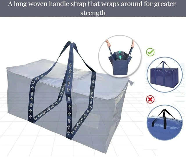 Alt view image 2 of 5 - Moving Bags, Extra Large Heavy Duty Family Moving Bags with Reinforced Handles & Visible Window, Zippered Storage Bags for Clothes, Bedding, Dorm Room Essentials, Packing Supplies Alternative to Boxes