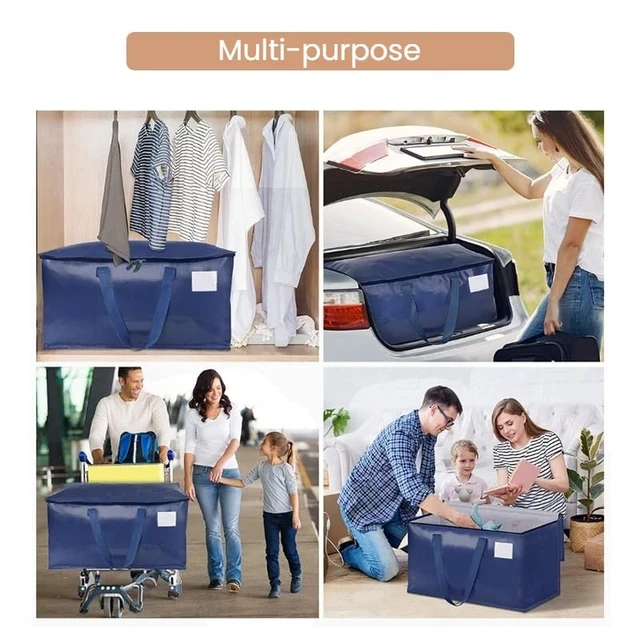 Alt view image 5 of 5 - Moving Bags, Extra Large Heavy Duty Family Moving Bags with Reinforced Handles & Visible Window, Zippered Storage Bags for Clothes, Bedding, Dorm Room Essentials, Packing Supplies Alternative to Boxes