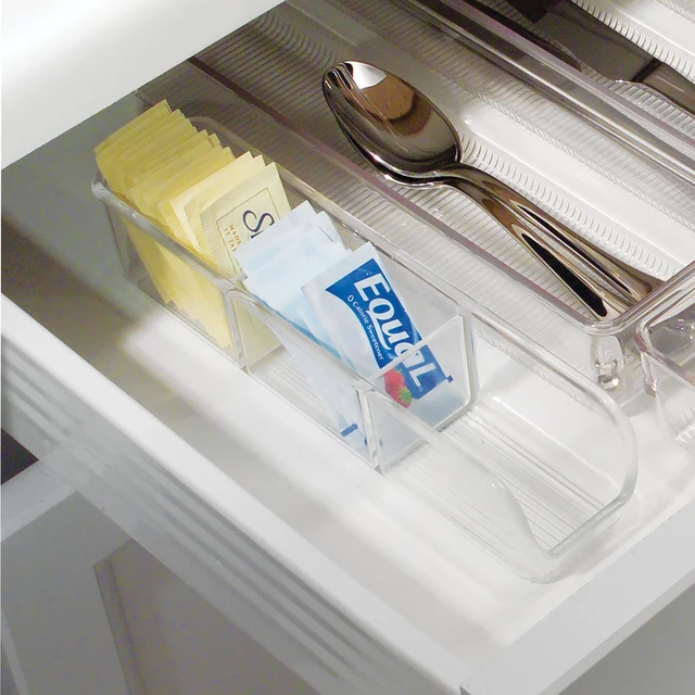 Alt view image 5 of 6 - Plastic Packet and Tea Bag Organizer, Clear | Kitchen Storage Container, For Sugar, Salt, Pepper, Sweeteners, Tea Bags, Spices, The Linus Collection