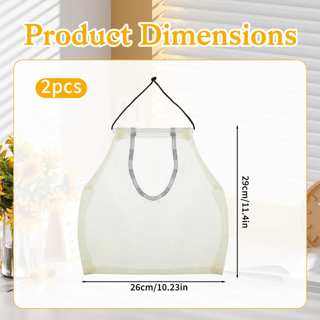 Alt view image 2 of 7 - 2PCS Hanging Mesh Storage Bags for Fruits, Vegetables, Potatoes, Onions, Garlic - Garlic and Onion Mesh Bags, Reusable Portable Meshes Tote Bag, Net Storages Produce Bag for Pantry, Kitchen Decor