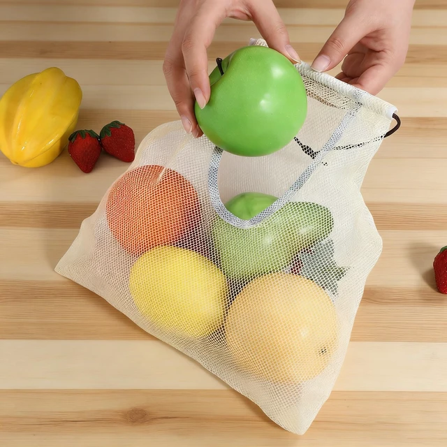 Alt view image 4 of 7 - 2PCS Hanging Mesh Storage Bags for Fruits, Vegetables, Potatoes, Onions, Garlic - Garlic and Onion Mesh Bags, Reusable Portable Meshes Tote Bag, Net Storages Produce Bag for Pantry, Kitchen Decor