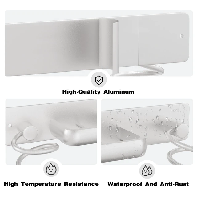 Alt view image 3 of 6 - Hair Dryer Holder 3 in 1 Hair Tool Organizer,Blow Dryer Holder Wall Mounted,Bathroom Bedroom Care Styling for Flat Iron,Curling Iron,Hair StraightenerSilver