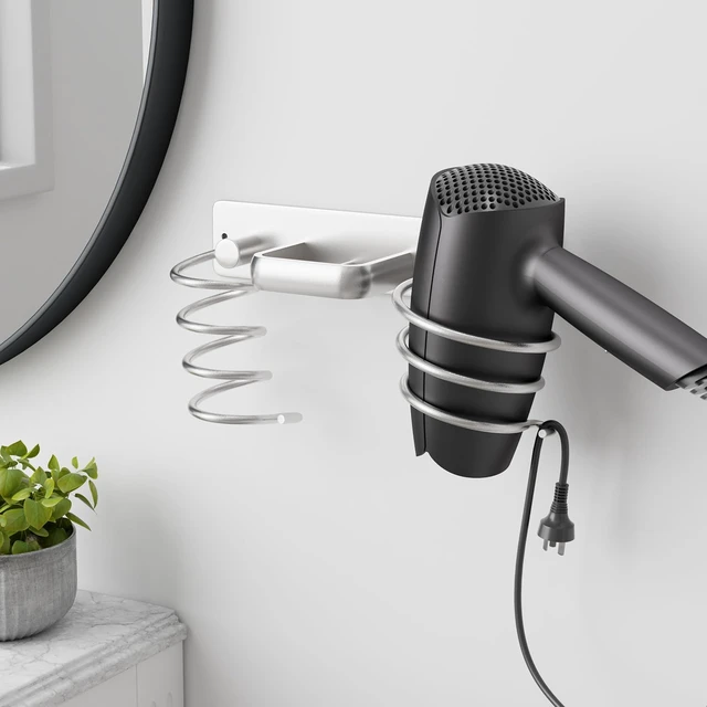 Alt view image 5 of 6 - Hair Dryer Holder 3 in 1 Hair Tool Organizer,Blow Dryer Holder Wall Mounted,Bathroom Bedroom Care Styling for Flat Iron,Curling Iron,Hair StraightenerSilver
