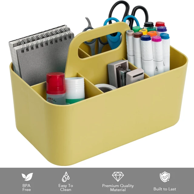 Alt view image 2 of 7 - Multipurpose Caddy Organizer, Plastic Caddy with Handle, Stackable Desk Organizer for Stationery, Marker and Pencil, Office Supplies Organizer, Dorm Caddy