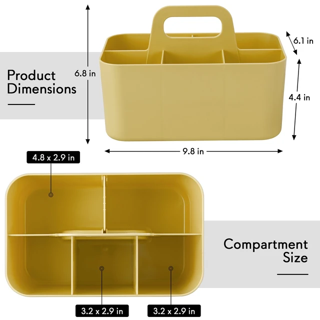 Alt view image 3 of 7 - Multipurpose Caddy Organizer, Plastic Caddy with Handle, Stackable Desk Organizer for Stationery, Marker and Pencil, Office Supplies Organizer, Dorm Caddy
