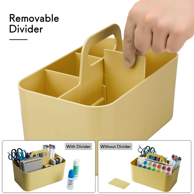Alt view image 4 of 7 - Multipurpose Caddy Organizer, Plastic Caddy with Handle, Stackable Desk Organizer for Stationery, Marker and Pencil, Office Supplies Organizer, Dorm Caddy