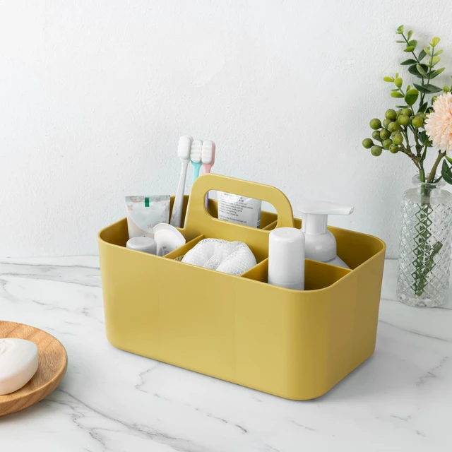 Alt view image 7 of 7 - Multipurpose Caddy Organizer, Plastic Caddy with Handle, Stackable Desk Organizer for Stationery, Marker and Pencil, Office Supplies Organizer, Dorm Caddy