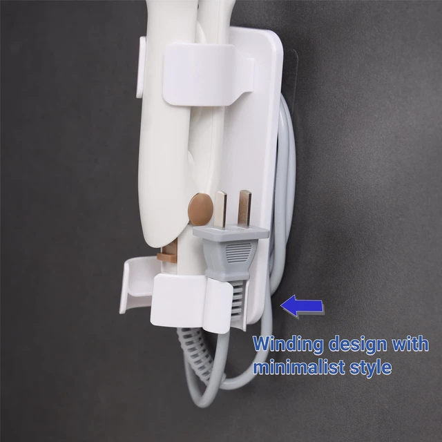 Alt view image 3 of 6 - Wall Mounted Curling Iron and Hot Tool Organizer: Hair Dryer, Curler, and Straightener Storage for Bathroom (2 Pack)