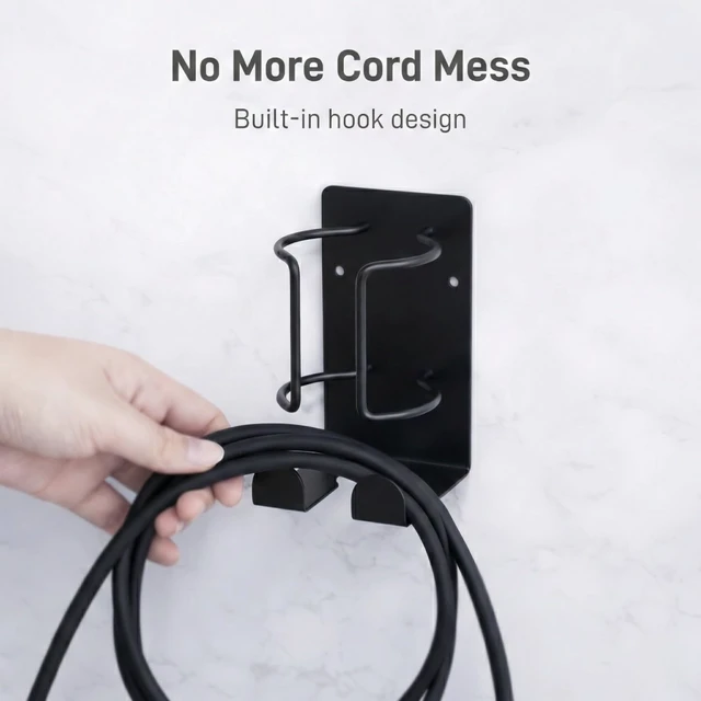Alt view image 3 of 7 - Curling Iron Holder, Stainless Steel Flat Iron Holder Wall Mount, Hair Straightener Holder for Bathroom Storage, Space Saving Hair Tool Organizer Black PTALSEAW