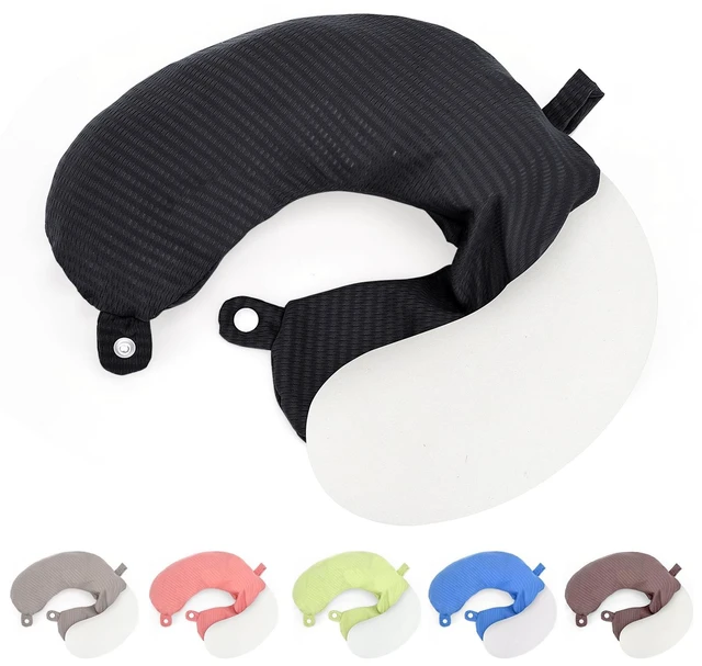 Main image of Travel Neck Pillow Cover U Shape Necks Pillows Case Replacement Covers Soft and Smooth Black (ONLY Pillow Cover, No Filler)