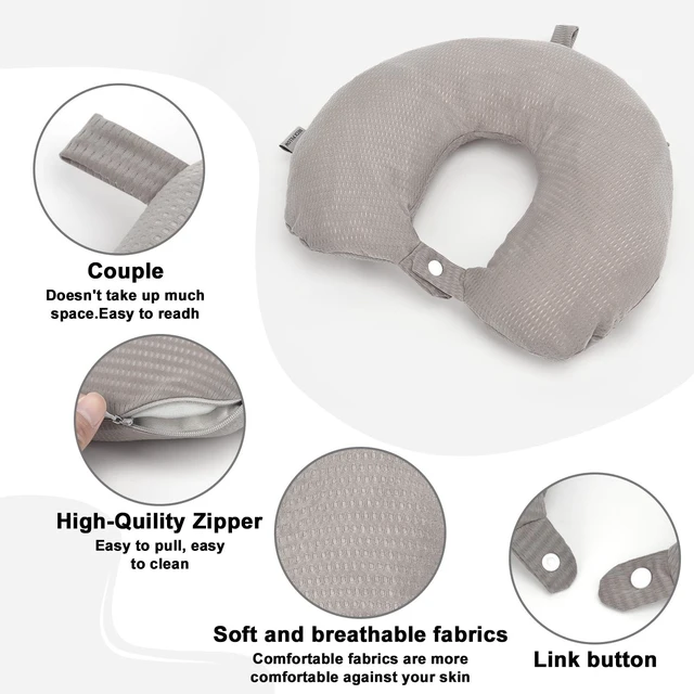Alt view image 3 of 7 - Travel Neck Pillow Cover U Shape Necks Pillows Case Replacement Covers Soft and Smooth Black (ONLY Pillow Cover, No Filler)