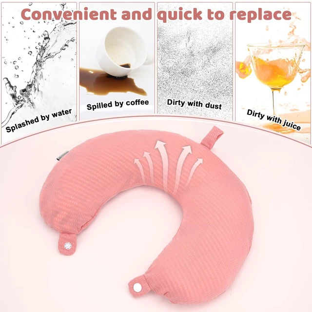 Alt view image 5 of 7 - Travel Neck Pillow Cover U Shape Necks Pillows Case Replacement Covers Soft and Smooth Black (ONLY Pillow Cover, No Filler)