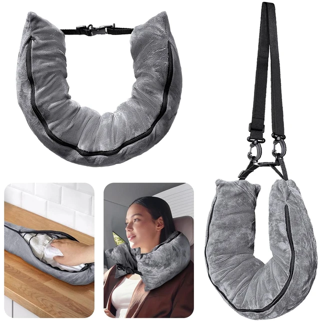 Main image of Stuffable Travel Pillow for Extra Luggage, Velvet Travel Neck Pillow Storage Bag with Adjustable Neck Size, Fits About 6 T-Shirts Travel Essentials Multifunctional Sleeping Rest Cushion
