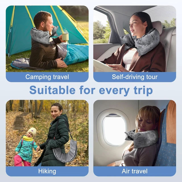 Alt view image 5 of 7 - Stuffable Travel Pillow for Extra Luggage, Velvet Travel Neck Pillow Storage Bag with Adjustable Neck Size, Fits About 6 T-Shirts Travel Essentials Multifunctional Sleeping Rest Cushion