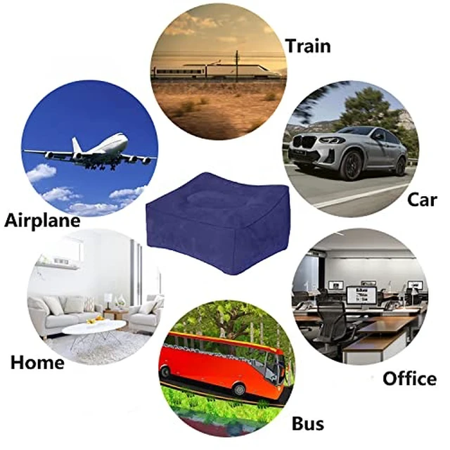 Alt view image 3 of 6 - Inflatable Travel Pillow, Inflatable Travel Foot Rest Pillow, Leg Rest Pillow for Cars, Home, Office, Trains, Airplane, Blue