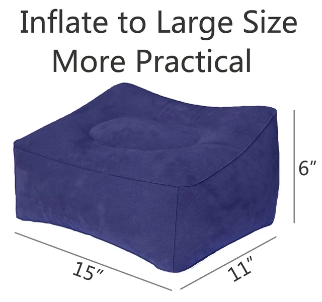 Alt view image 2 of 6 - Inflatable Travel Pillow, Inflatable Travel Foot Rest Pillow, Leg Rest Pillow for Cars, Home, Office, Trains, Airplane, Blue