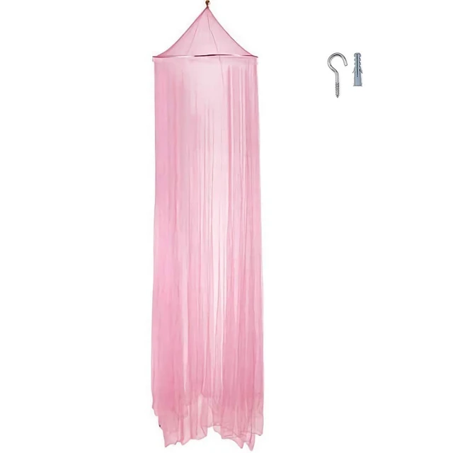 Alt view image 2 of 6 - Bed Canopy Mosquito Net, Bed Canopy for Girls Room Decor - Insect Protection Hanging Canopy for Adults, Babies, Outdoor Camping, Pink/No Opening