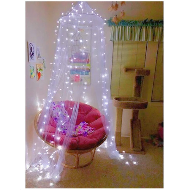 Alt view image 5 of 6 - Bed Canopy Mosquito Net, Bed Canopy for Girls Room Decor - Insect Protection Hanging Canopy for Adults, Babies, Outdoor Camping, Pink/No Opening