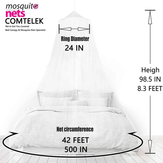 Alt view image 2 of 7 - Mosquito Net Bed Canopy for Girls,King Canopy Bed Curtains Full Queen Size from Ceiling,Dome Mosquito Netting Bed Tent Twin Girls Princess Canopy Bed White Decor for Baby Crib,Kid Bed and Adult Beds