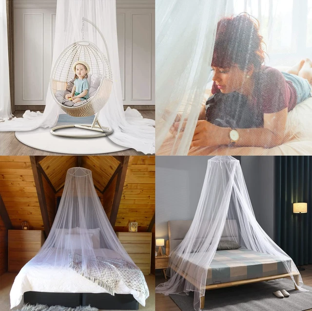 Alt view image 6 of 7 - Mosquito Net Bed Canopy for Girls,King Canopy Bed Curtains Full Queen Size from Ceiling,Dome Mosquito Netting Bed Tent Twin Girls Princess Canopy Bed White Decor for Baby Crib,Kid Bed and Adult Beds