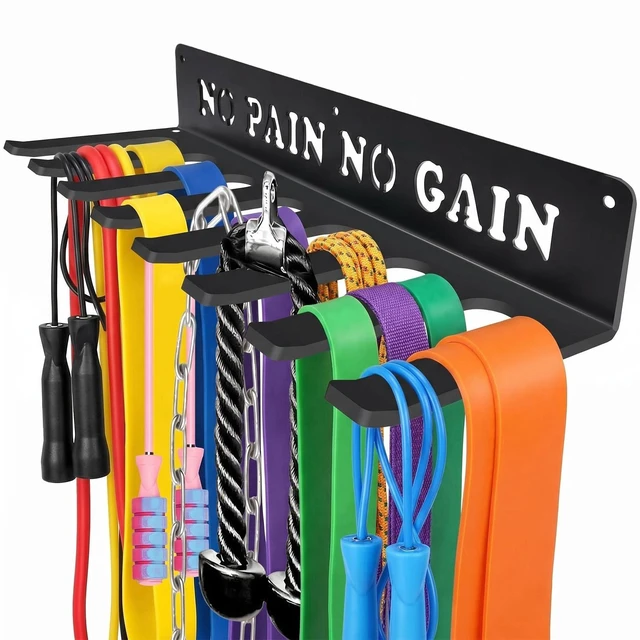 Main image of Home Gym Equipment Storage Rack - 8 Hooks, Wall Mounted, 40 lbs Capacity
Heavy-duty steel, rust-resistant. Holds bands, rope belts, barbells. Easy install. Perfect for garage gym. Carabiner included