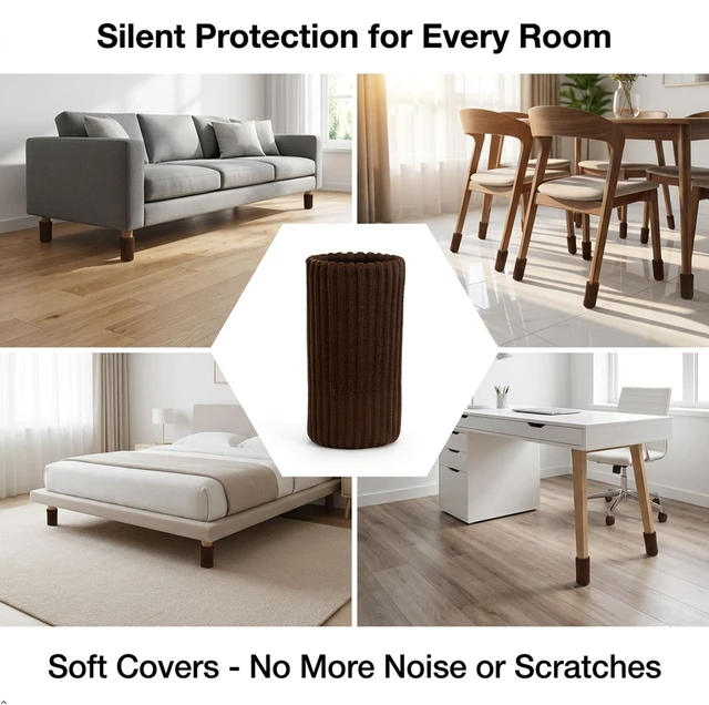 Alt view image 6 of 7 - Chair Leg Floor Protectors Socks - 24Pcs Brown Polyester Furniture Covers
Anti-slip felt base prevents scratches & noise. Stretches for round/square legs. Washable. Home/ office use
