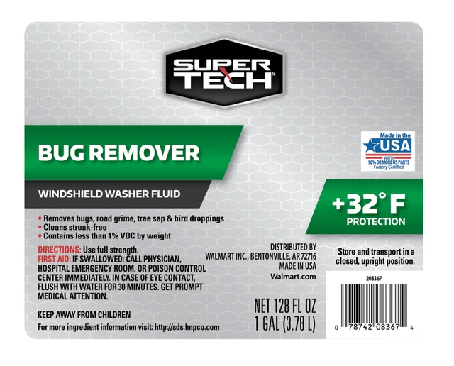 Alt view image 6 of 6 - Super Tech Green Windshield Washer Fluid with Bug Remover and Rain Repeller, 1Gal