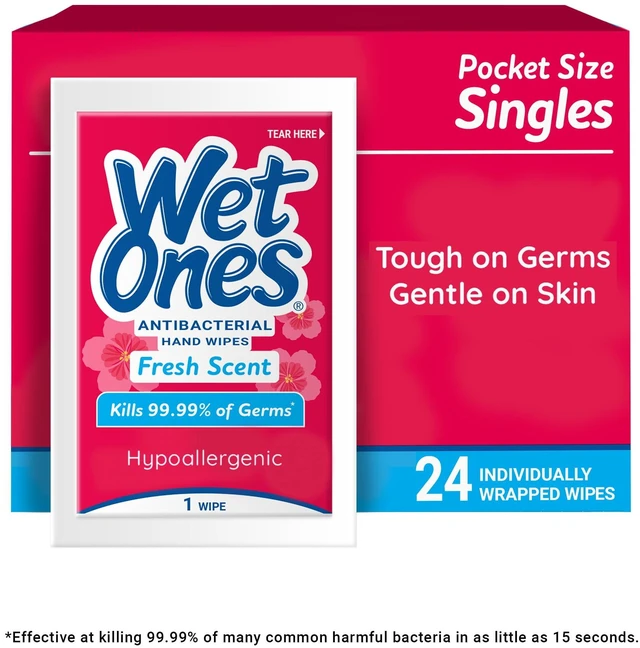 Alt view image 5 of 6 - Wet Ones Antibacterial Hand Wipes, Fresh Scent, 24 Ct, 2 Pack, Individually Wrapped