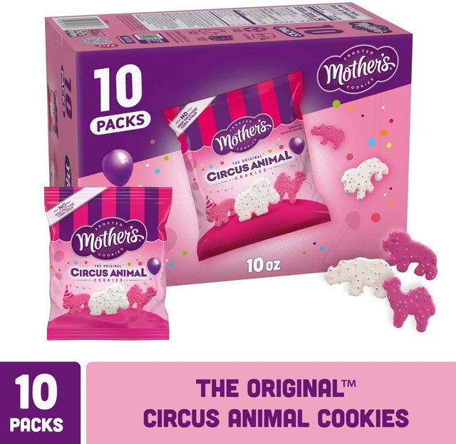 Main image of Mother's Original Circus Animal Frosted Animal Cookies with Rainbow Sprinkles, 10 Packs, 1 oz Each