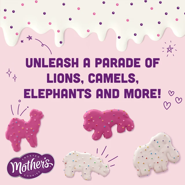 Alt view image 4 of 6 - Mother's Original Circus Animal Frosted Animal Cookies with Rainbow Sprinkles, 10 Packs, 1 oz Each
