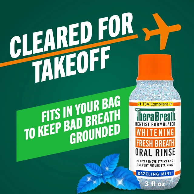 Alt view image 5 of 5 - TheraBreath Whitening Alcohol-Free Mouthwash, Dazzling Mint, TSA Compliant Travel Size, 3 fl oz
