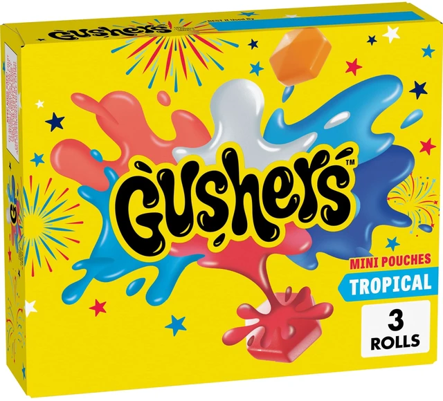 Main image of Gushers Tropical Fruit Flavored Snacks, Mini Pouches, 3 Count, 1.32oz