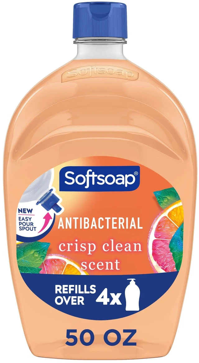 Main image of Softsoap Crisp Clean Antibacterial Liquid Hand Soap Refill, 50 fl oz with New Easy Pour Spout