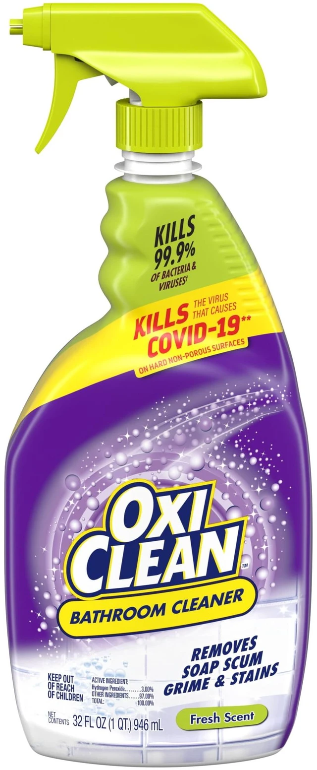 Main image of OxiClean Bathroom Cleaner 32oz, Shower, Tub & Tile, Powered by OxiClean Stainfighters, Fresh Scent