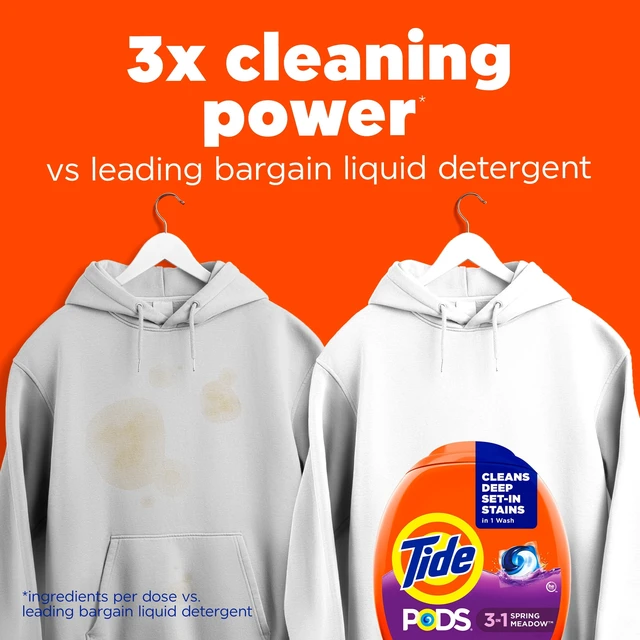 Alt view image 6 of 6 - Tide PODs 14 Count Spring Meadow Scent 3-in-1 Stain Remover Odor Fighter Color Protector Concentrated Laundry Soap Pacs