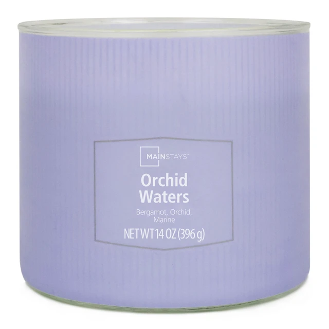 Alt view image 4 of 6 - Mainstays 3-Wick Textured Wrapped Orchid Waters Candle, 14oz