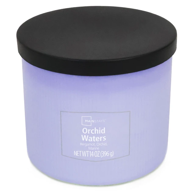 Alt view image 6 of 6 - Mainstays 3-Wick Textured Wrapped Orchid Waters Candle, 14oz