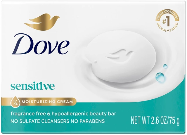 Main image of Dove Beauty Bar Soap for Sensitive Skin, Fragrance Free and Hypoallergenic, 2.6 oz