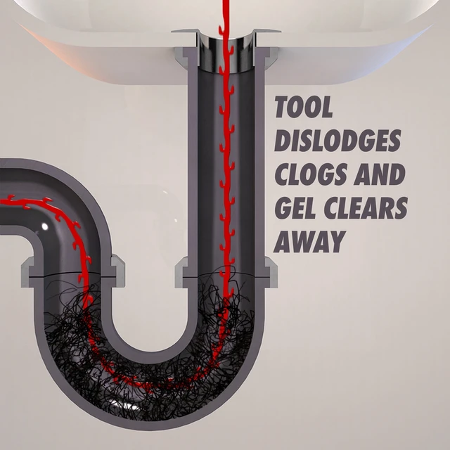 Alt view image 3 of 6 - Drano Snake Plus Drain Cleaning Kit with Gel Drain Clog Remover 16 fl oz and Snake Plus Tool 23-inch, Commercial Line