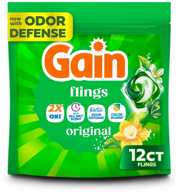 Main image of Gain Flings Laundry Detergent Pacs, 4-in-1 Oxi Boost and Febreze, Original Scent, 12 Count
