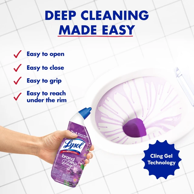 Alt view image 2 of 5 - Lysol Toilet Bowl Cleaner Clinging Gel, Lavender & Cotton Blossom Scent, 24 fl oz (2 Pack)