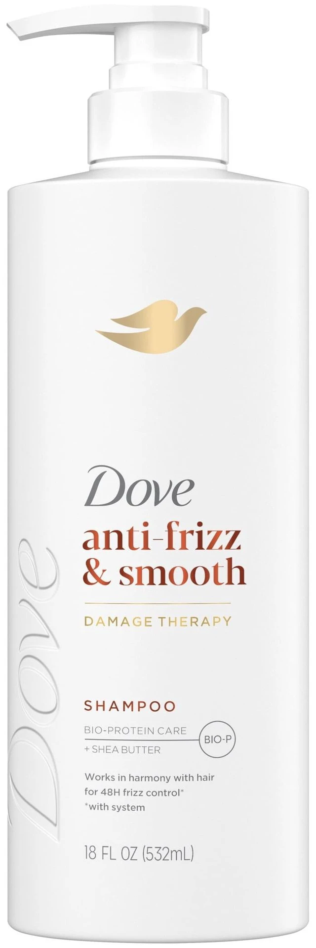 Main image of Dove Anti Frizz & Smooth Shampoo with Bio-Protein Care Technology and Shea Butter for Frizz-Prone Hair, 18 Fl Oz