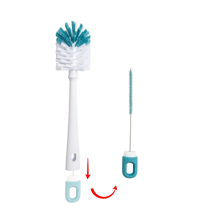 Alt view image 3 of 6 - Mainstays 2-Piece Bottle and Straw Curved Cleaning Brush Set, 12 in, Cool Blue/White