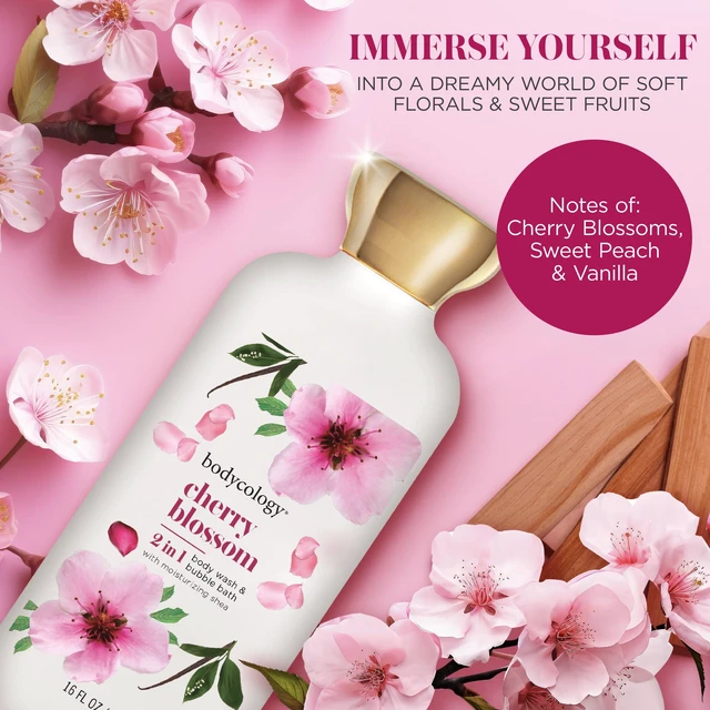 Alt view image 6 of 6 - Bodycology 2-in-1 Cherry Blossom Body Wash and Bubble Bath, 16floz