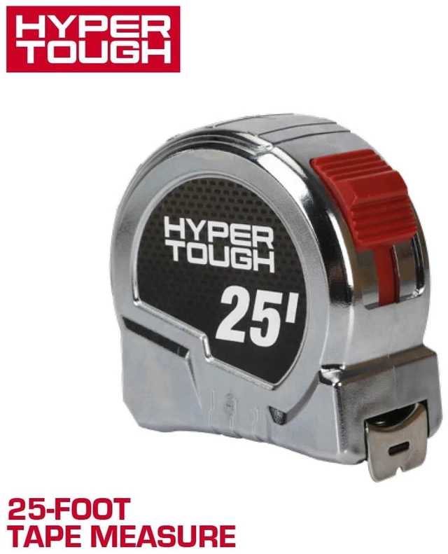 Main image of Hyper Tough 25ft Chrome Tape Measure with Nylon Coated Blade