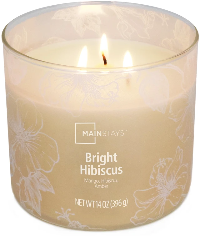 Main image of Mainstays 3-Wick Ombre Wrap Candle, Bright Hibiscus, 14 oz