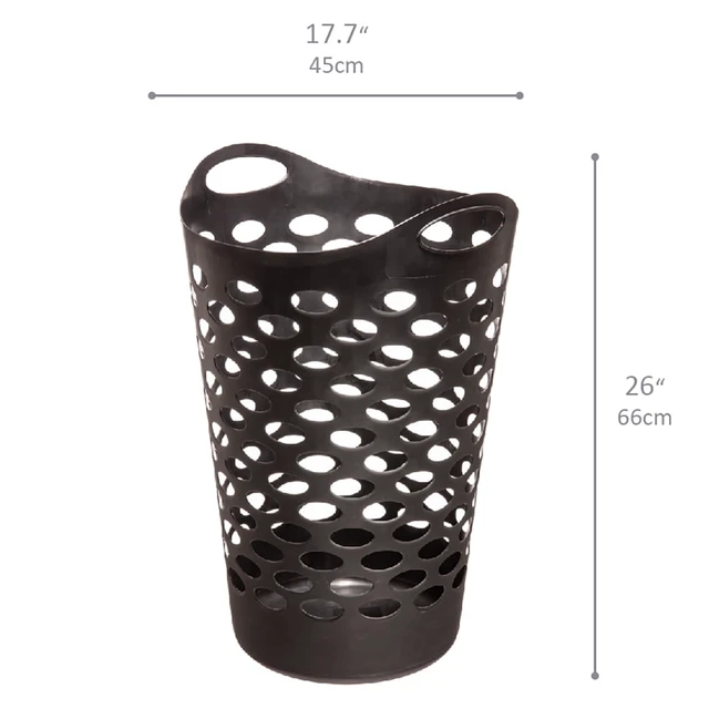 Alt view image 3 of 6 - Mainstays Flexible Round Laundry Hamper with Carry Handles, 2.2Bushels, Black Plastic