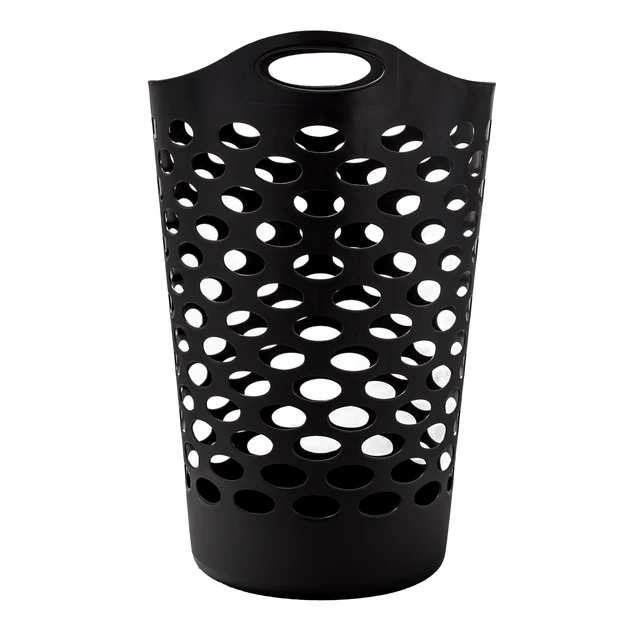 Alt view image 2 of 6 - Mainstays Flexible Round Laundry Hamper with Carry Handles, 2.2Bushels, Black Plastic