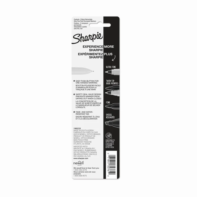Alt view image 5 of 6 - Sharpie Retractable Permanent Markers, Ultra Fine Tip, 2 Count